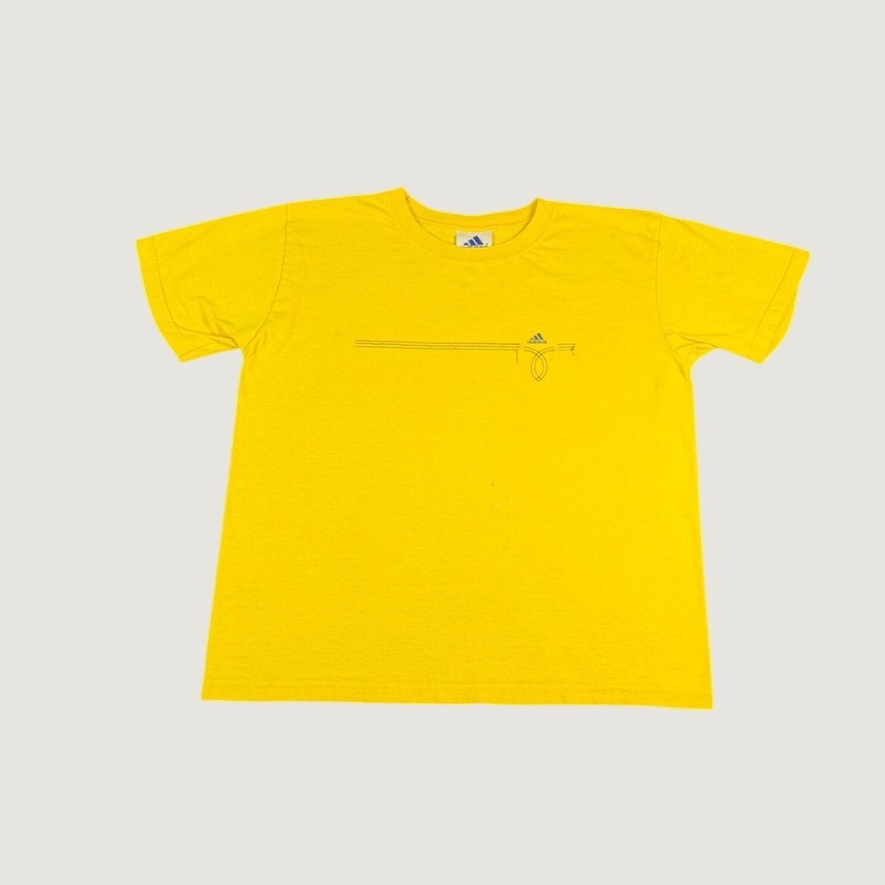 Adidas Mens Yellow Graphic T-Shirt Short Sleeve Crew Neck Size Medium